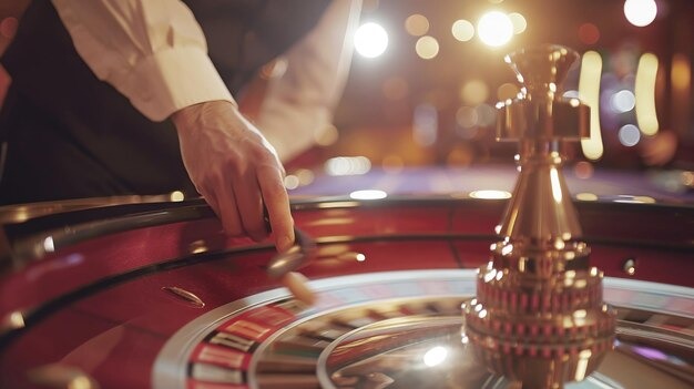 Live Sic Bo dealer rolling three dice in broadcast studio